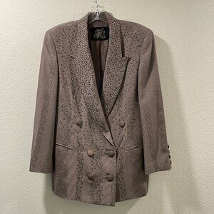 NEW ITALIYA/GK ITALIYA Rare Find Beaded Brocade Blazer Double Breasted Tan SZ M